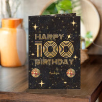 Schwarze Gold tanzende Disco-Kugel 100. Glückliche