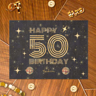 Schwarze Gold tanzende Disco-Kugel 50. Geburtstag Seidenpapier
