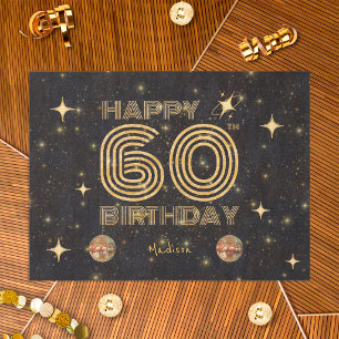 Schwarze Gold tanzende Disco-Kugel 60. Geburtstag Seidenpapier