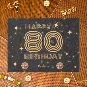 Schwarze Gold tanzende Disco-Kugel 80. Geburtstag Seidenpapier