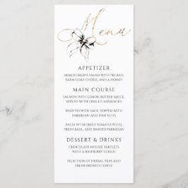 Schwarze Gold-Typografie-Schleife Elegante Party-S Menükarte