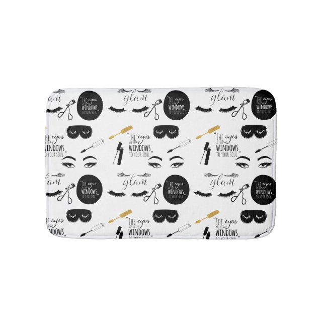 Schwarze Gold Wimpern Glamour Badematte (Vorderseite)
