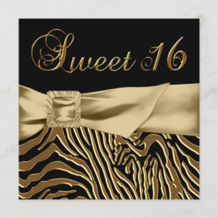 Schwarze Gold-Zebra-Süße-16-Geburtstagsfeier Einladung