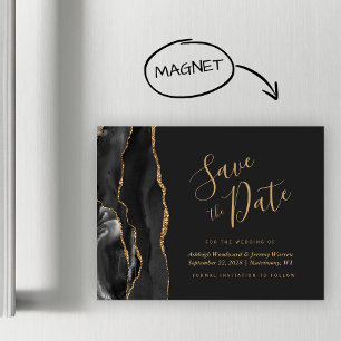 Schwarze Goldachat-Dunkle-Hochzeit-Save-the-Date-M Magnetkarte