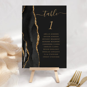 Schwarze Goldachat-Dunkle Hochzeit-Tischnummer Tischnummer