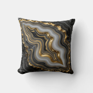 Schwarze Goldachat-Geode Luxus-Marmor Kissen