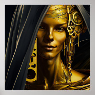 Schwarze Goldbronze-Frauenstatue Fantasy 7 Poster
