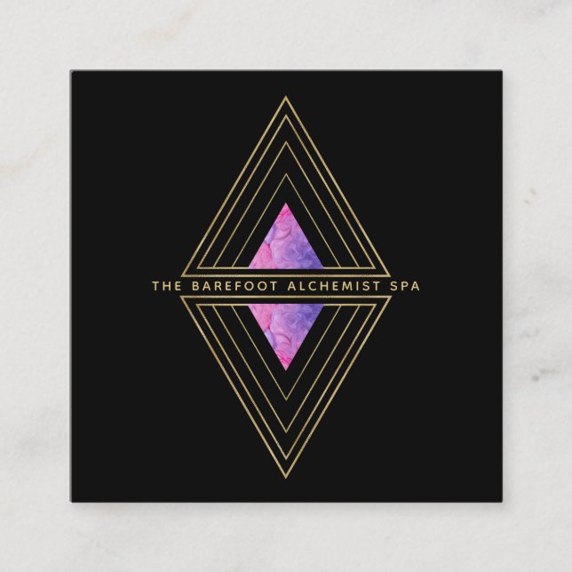 *~* Schwarze Golddreiecke Heilige Geometrie Alchem Quadratische Visitenkarte (Vorderseite)