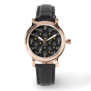 Schwarze Goldedelstein-Uhr Armbanduhr