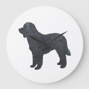 Schwarze Goldendoodle / Labradoodle Artwork Große Wanduhr