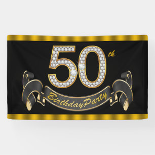 Schwarze Goldene 50. Geburtstagsfeier Banner