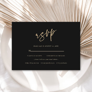 Schwarze Goldene 60. 70. 80. 90. Geburtstags-RSVP- RSVP Karte