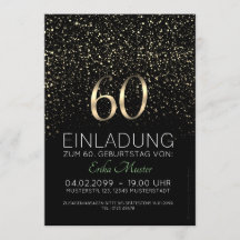 Schwarze "Goldene 60" Einladungen 60. Geburtstag