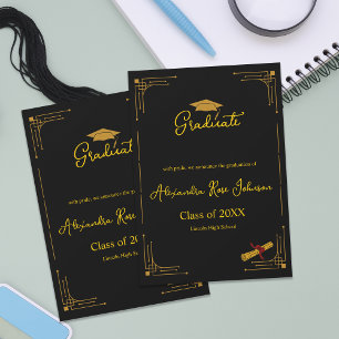 Schwarze & Goldene Abitur-Ankündigung Einladung
