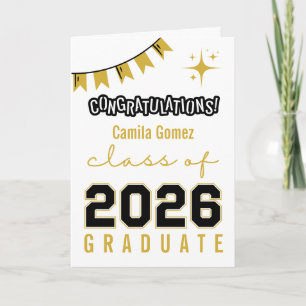 Schwarze & Goldene Abschlusskarte mit individuelle Karte