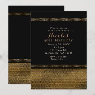 Schwarze & Goldene Chic Funkelnde Glam Party Einla Einladung
