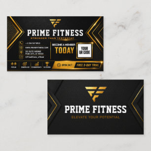 Schwarze & Goldene editierbare Fitnessstudio-Karte Visitenkarte