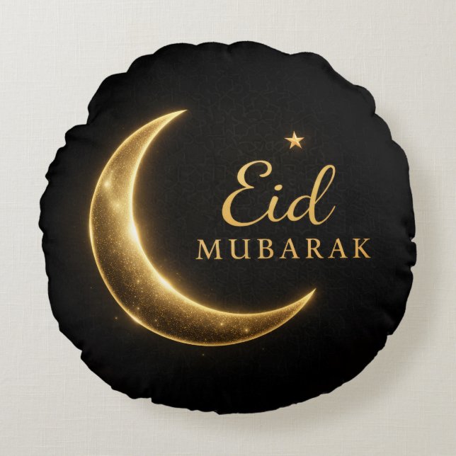Schwarze & Goldene Eid Mubarak Dekokissen – Ramad (Vorderseite)