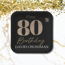 Schwarze & goldene elegante Glitter 80. Geburtstag