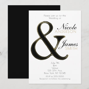 Schwarze & Goldene Et-Zeichen-chique Hochzeitseinl Einladung