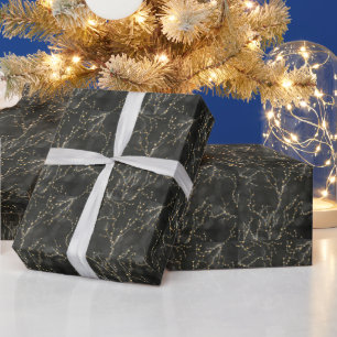 Schwarze goldene Feen-Lichterkette Weihnachten Geschenkpapier
