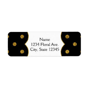 Schwarze & goldene Folien-Polka-Punkte-Adressaufkl