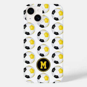 Schwarze goldene Fußbälle mit Monogramm Case-Mate iPhone 14 Hülle