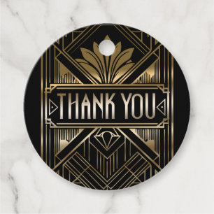 Schwarze & Goldene Glamour Art Deco Hochzeit Geschenkanhänger