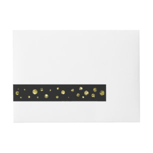 Schwarze & goldene Glitter-Punkte-Karten-Umschlag- Rundum-Adressaufkleber