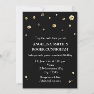 Schwarze & goldene glitzernde moderne Hochzeitsein Einladung