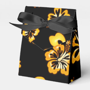 Schwarze & goldene Hibiskusblumen-Partytüten Geschenkschachtel