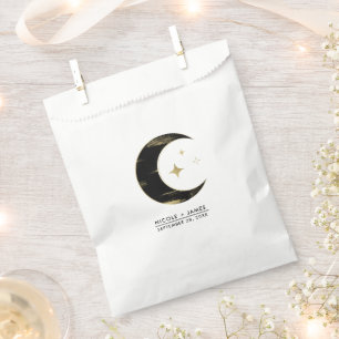 Schwarze & goldene himmlische Mondsterne Hochzeit Geschenktütchen