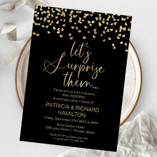 Schwarze Goldene Hochzeit Überraschungsparty Einladung