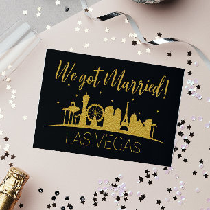 Schwarze Goldene Hochzeit Vegas Elopement-Rezeptio Einladung