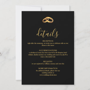 Schwarze Goldene Hochzeitsdetails Karte