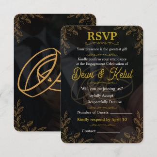 Schwarze Goldene Hochzeitseinladung Antwortkarte RSVP Karte