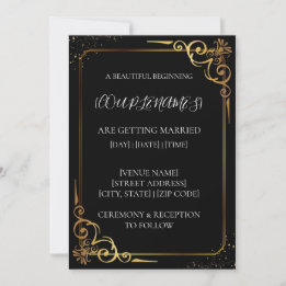 Schwarze Goldene Hochzeitseinladung Einladung