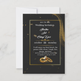 Schwarze Goldene Hochzeitseinladung Einladung