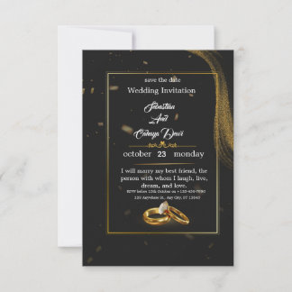	Schwarze Goldene Hochzeitseinladung Einladung