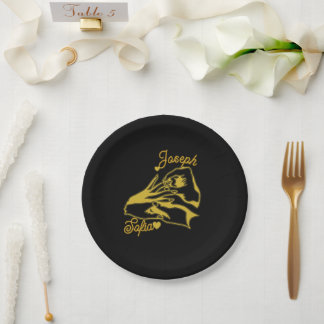 Schwarze Goldene Hochzeitspapierplatten Pappteller
