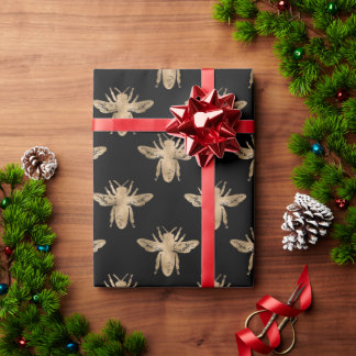 Schwarze & goldene Honigbiene gothische Geschenkve Geschenkpapier