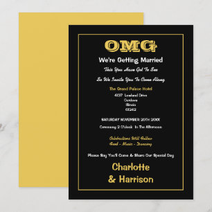 Schwarze Goldene Informelle Hochzeit Einladung
