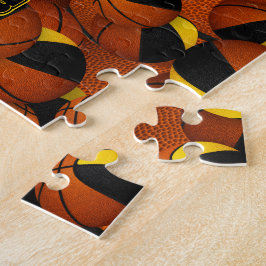 Schwarze goldene Jungs Basketball Puzzle