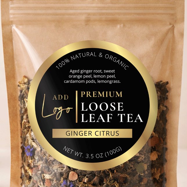 Schwarze & Goldene Kräutertee-Kaffee-Homemade-Etik Runder Aufkleber (Von Creator hochgeladen)