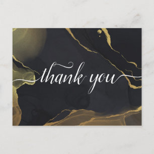 Schwarze & goldene Marmor Danke-Postkarte Postkarte