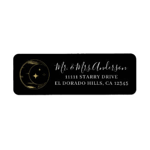 Schwarze & goldene moderne himmlische Mond Sterne