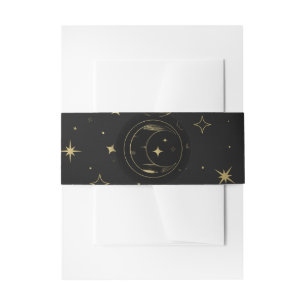 Schwarze & goldene moderne himmlische Mond Sterne Einladungsbanderole