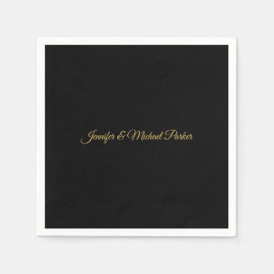 Schwarze & goldene moderne kreative Schriftfamilie Serviette