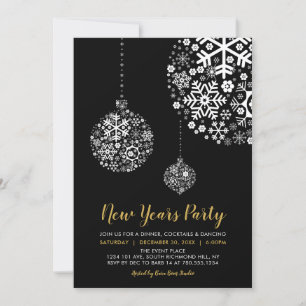 Schwarze & goldene moderne Silvesterparty-Einladun Einladung