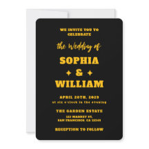 Schwarze & goldene moderne Typografie-Hochzeit